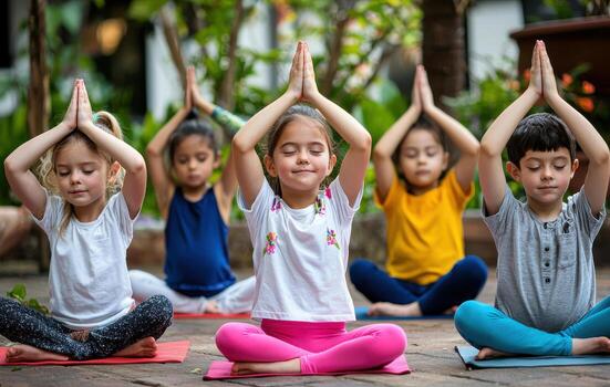 children-practicing-yoga-together-in-serene-outdoor-setting-promoting-mindfulness-and-relaxation-free-photo